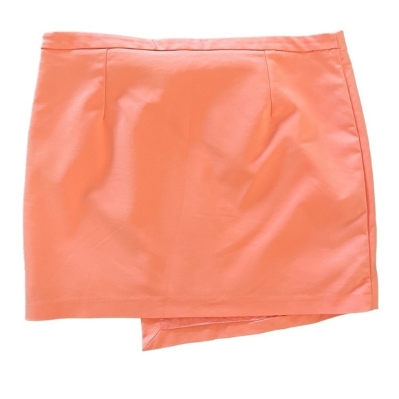Mango Coral Faux Wrap Mini Skirt, Size 10 - Picture 4 of 6